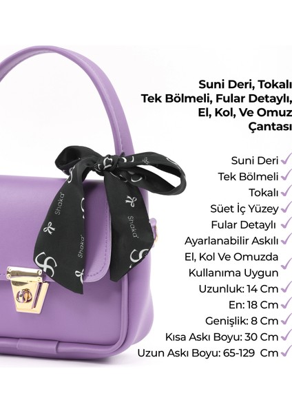 Lila SHK235 Suni Deri Tek Bölmeli Fular Hediyeli El Kol ve Omuz Çantası
