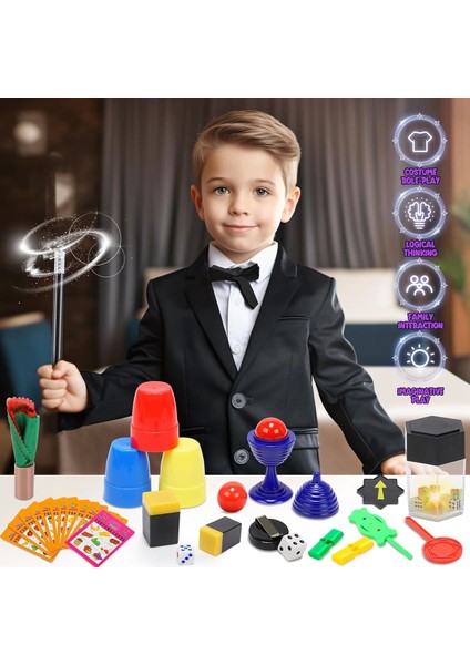 Sihirbazlık Seti - Illüzyon Oyunları Full Set -Kupa-Çoğalan Zar-Baston-Tombala-Çiçek-5 Parça fiyatları