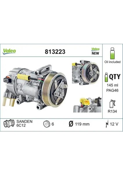 Klıma Kompresoru P207 P208 P308 P508 P5008 P2008 C3 Iı C4 C4 Iı Ds4 Ds3 C3 3 C5 3 C3 Pıcasso Ber