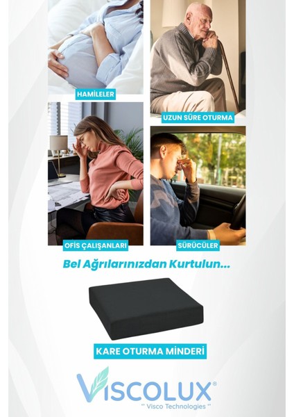 Kare Ortopedik Minder - Kare Oturma Minderi Tekerlekli Sandalye Ofis Araba Minderi 45X43X7 fırsatları