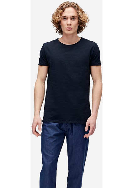O-Neck Lacivert Basic Erkek Tişört