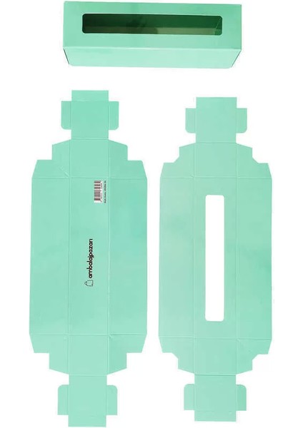 Montajsız Kapaklı Makaron Kutusu Turkuaz Yeşili 5X20X5 cm - 50 Adet