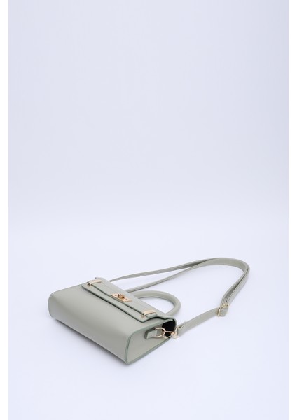 Mint Yeşil Shk188 Suni Deri Tek Bölmeli Kilit Detaylı Askılı El, Kol Ve Omuz Çantası