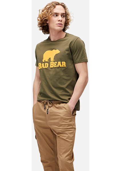 Bear Tee Haki Yeşil Logo Baskılı Erkek Tişört modelleri