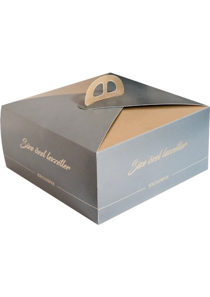 Saplı Turta Kutusu (No: 3) 28X28X13 cm - 100 Adet