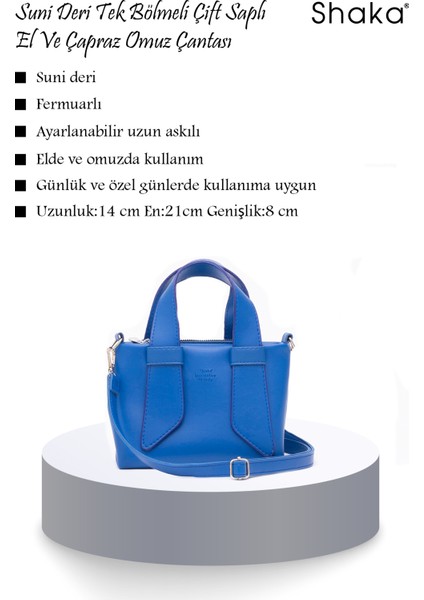 Saks Mavi SHK60 Suni Deri, Tek Bölmeli, Fermuarlı, Ayarlanabilir Askılı, El, Kol Ve Omuz Çantası fırsatları