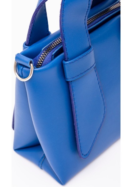 Saks Mavi SHK60 Suni Deri, Tek Bölmeli, Fermuarlı, Ayarlanabilir Askılı, El, Kol Ve Omuz Çantası