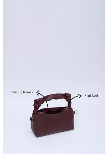 Bordo SHK24 Orjinal Soft Deri Düğüm Detaylı Zincir Askılı El ve Omuz Çantası U:14 E:22 G:8 cm indirimleri