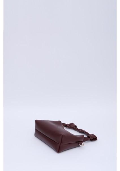 Bordo SHK24 Orjinal Soft Deri Düğüm Detaylı Zincir Askılı El ve Omuz Çantası U:14 E:22 G:8 cm