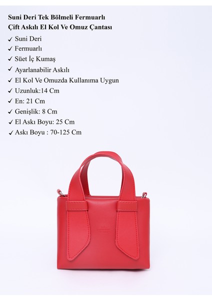 Kırmızı SHK60 Suni Deri, Tek Bölmeli, Fermuarlı, Ayarlanabilir Askılı, El, Kol Ve Omuz Çantası modelleri