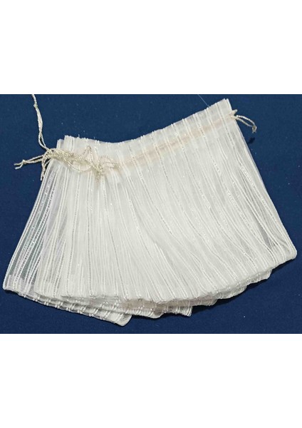 Ip Çizgili Gümüş Simli Tül Kese 15*20 cm Ebatında 12 Adettir Hediyelik Bohçalık Çeyizlik modelleri