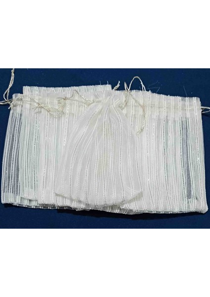 Ip Çizgili Gümüş Simli Tül Kese 15*20 cm Ebatında 12 Adettir Hediyelik Bohçalık Çeyizlik fırsatları