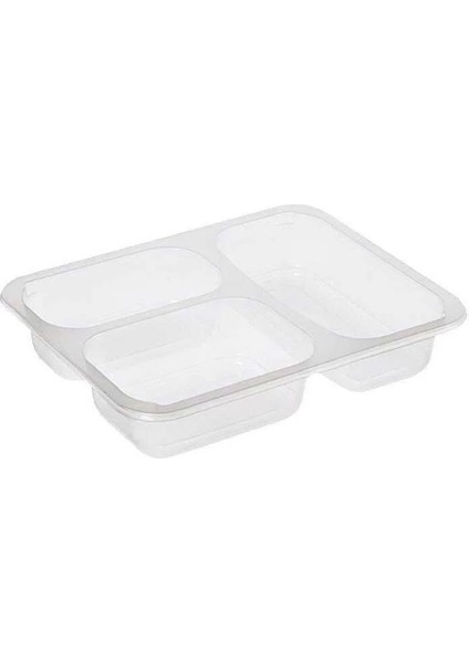 3 Bölmeli Film Yapıştırmalı Gıda Kabı - 50 Adet