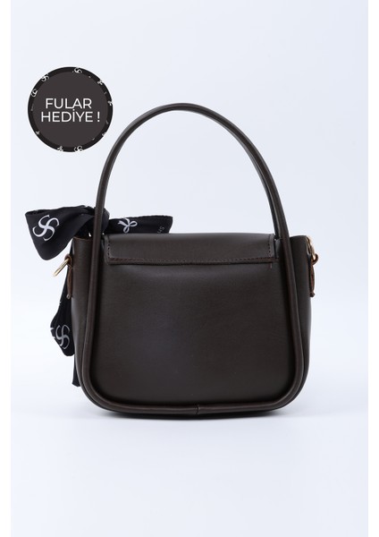 Kahve Rengi SHK235 Suni Deri Tek Bölmeli Fular Hediyeli El Kol ve Omuz Çantası modelleri