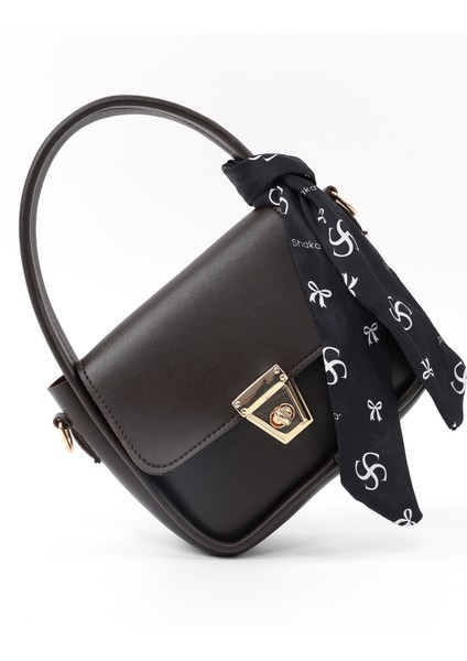 Kahve Rengi SHK235 Suni Deri Tek Bölmeli Fular Hediyeli El Kol ve Omuz Çantası