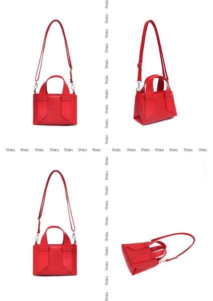 Kırmızı SHK60 Suni Deri, Tek Bölmeli, Fermuarlı, Ayarlanabilir Askılı, El, Kol Ve Omuz Çantası