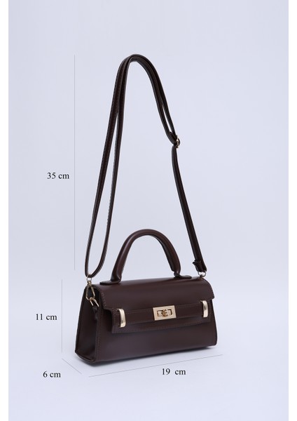 Kahve Rengi Shk188 Suni Deri Tek Bölmeli Kilit Detaylı Askılı El, Kol Ve Omuz Çantası fiyatları