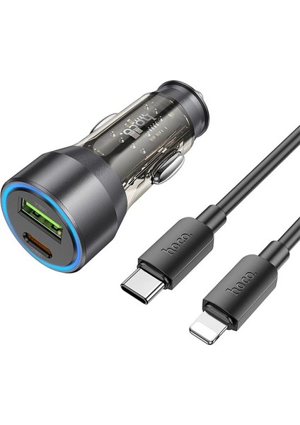 Hoco NZ12A Action PD43W USB + Type-C Araç Çakmaklık Hızlı Şarj Aleti + Type-C - CPTD8965-941