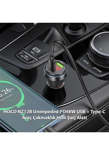 Hoco NZ12B Unimpeded PD48W USB + Type-C Araç Çakmaklık Hızlı Şarj ALETI-(1903) - CPTD5528-661 modelleri
