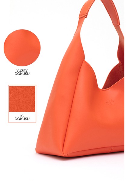 Turuncu SHK19 Suni Deri, Çıtçıtlı, Tek Bölmeli, Fermuarlı Makyaj Çantalı, El, Kol ve Omuz Çantası indirimleri