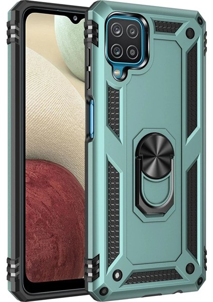 Samsung Galaxy A22 Kılıf Sofya Yüzüklü Silikon Kapak - Yeşil - CPTD9610-9252