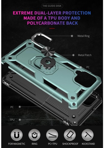 Samsung Galaxy A22 Kılıf Sofya Yüzüklü Silikon Kapak - Yeşil - CPTD9610-9252 indirimleri