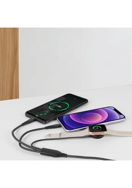 Ally 2x Type-C 100W-27W + Apple Watch Için Type-C Şarj KABLOSU-(1903) - CPTD8395-6100