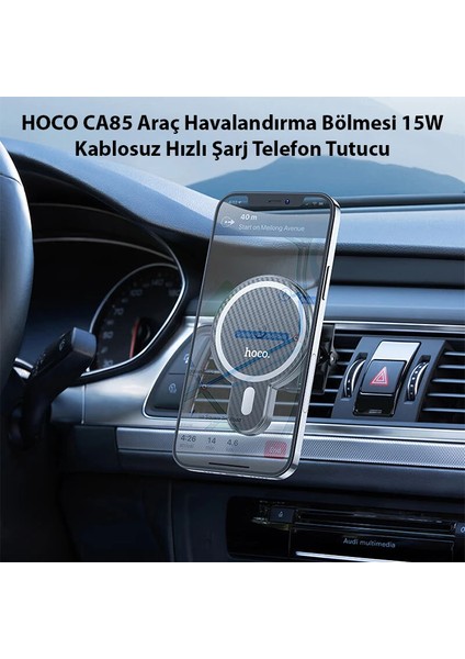 Hoco CA85 Araç Havalandırma Bölmesi 15W Kablosuz Hızlı Şarj Telefon Tutucu-(19 - CPTD5267-117 fiyatları