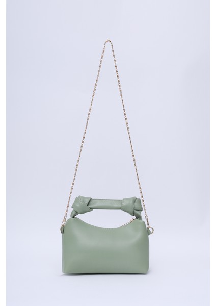 Mint Yeşil SHK24 Orjinal Soft Deri Düğüm Detaylı Zincir Askılı El ve Omuz Çantası U:14 E:22 G:8 cm fırsatları