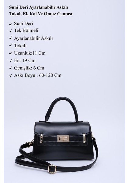 Siyah Shk188 Suni Deri Tek Bölmeli Kilit Detaylı Askılı El, Kol Ve Omuz Çantası modelleri