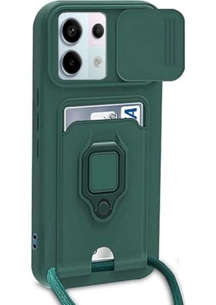 Xiaomi Redmi Note 13 Pro 5g Kılıf Zuma Kartvizitli Yüzüklü Silikon - Yeşil - CPTD9964-8799
