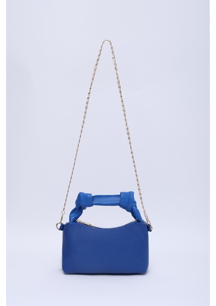 Saks Mavi SHK24 Orjinal Soft Deri Düğüm Detaylı Zincir Askılı El ve Omuz Çantası U:14 E:22 G:8 cm fırsatları