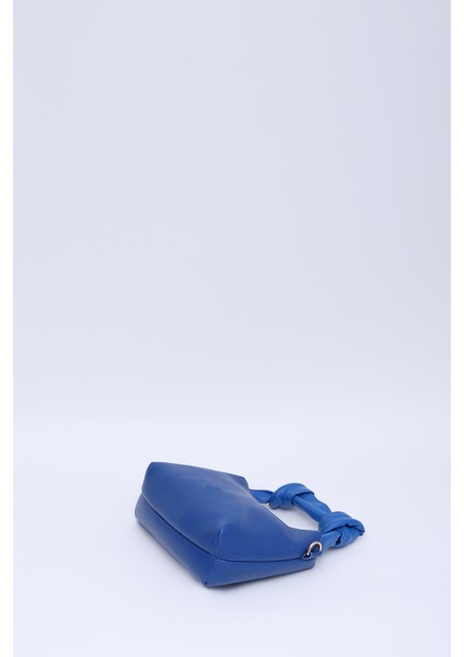 Saks Mavi SHK24 Orjinal Soft Deri Düğüm Detaylı Zincir Askılı El ve Omuz Çantası U:14 E:22 G:8 cm