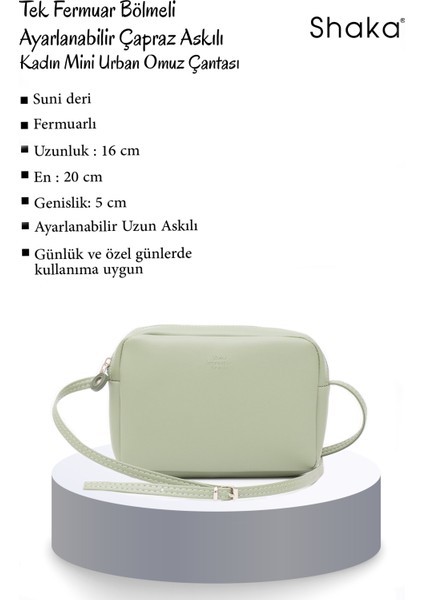 Mint Yeşil U23 Suni Deri ,tek Bölmeli, Fermuarlı,süet Iç Kumaş, Ayarlanabilir Askılı, Mini Urban Omuz Çantası modelleri