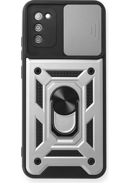 Samsung Galaxy A03S Kılıf Pars Lens Yüzüklü Silikon - Gümüş - CPTD2041-4262