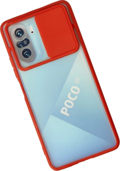 Xiaomi Poco F3 Kılıf Palm Buzlu Kamera Sürgülü Silikon - Kırmızı - CPTD2593-5955 fiyatları