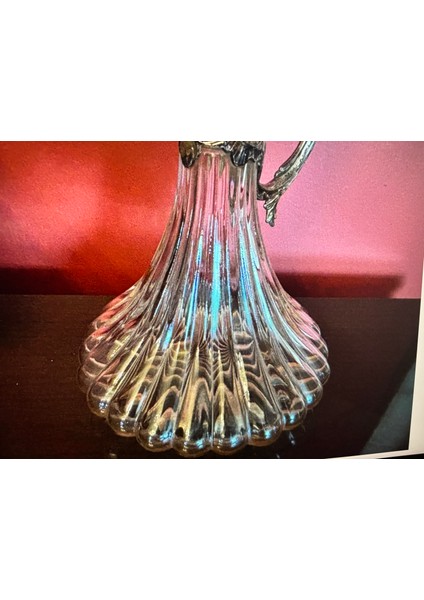 1960'S Fransız Ördek Başlı Gümüş Kaplama Kristal Karaf 24 cm Boyunda