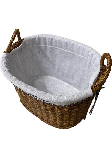 Kulplu Oval Kumaşlı Sepet Büyük Boy 33 x 23 x 28 cm fiyatları