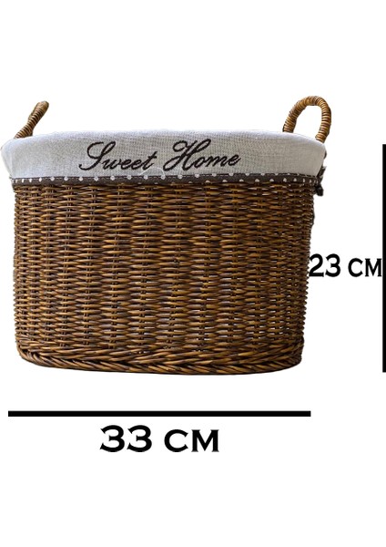 Kulplu Oval Kumaşlı Sepet Büyük Boy 33 x 23 x 28 cm indirimleri