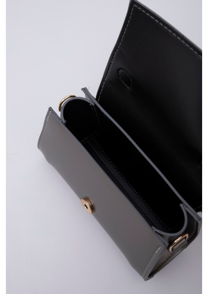 Gümüş SHK109 Suni Deri Çıtçıtlı Ayarlanabilir Askılı Kadın El, Kol ve Omuz Çantası U:11 E:19 G:7 cm