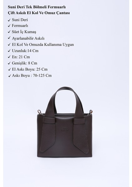 Kahve Rengi SHK60 Suni Deri, Tek Bölmeli, Fermuarlı, Ayarlanabilir Askılı, El, Kol Ve Omuz Çantası modelleri