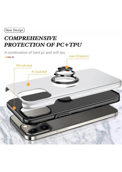 iPhone 13 Pro Kılıf Elit Yüzüklü Kapak - Gümüş - CPTD5977-9804 fiyatları