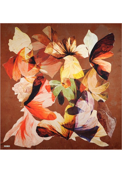 Kahverengi Armoni Desen Sura Ipek Eşarp modelleri