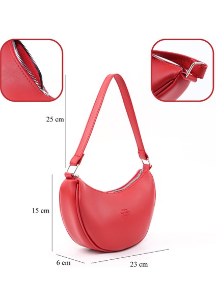 Kırmızı SHK26 Tek Bölmeli Suni Deri El ve Omuz Çantası U:12 E:26 G:6 cm fırsatları