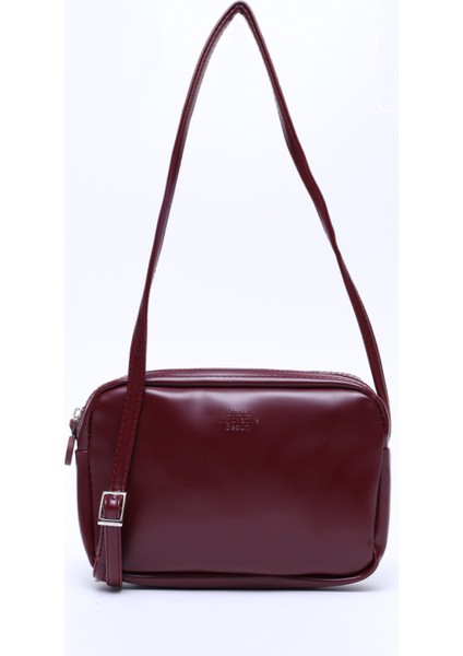 Bordo U23 Suni Deri ,tek Bölmeli, Fermuarlı,süet Iç Kumaş, Ayarlanabilir Askılı, Mini Urban Omuz Çantası
