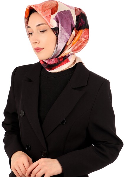 Somon Armoni Desen Sura Ipek Eşarp