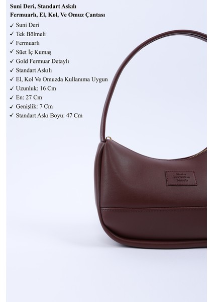 Bordo SHK229 Suni Deri , Fermuarlı Tek Bölmeli , Baget Model El, Kol ve Omuz Çantası modelleri
