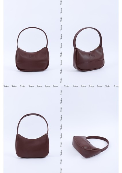 Bordo SHK229 Suni Deri , Fermuarlı Tek Bölmeli , Baget Model El, Kol ve Omuz Çantası