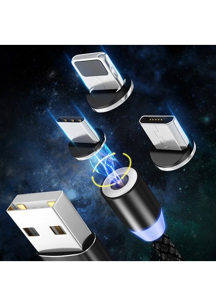 Ally 1m Magnetic-Miknatisli USB Sarj Kablosu 3 BASLIK(IPHONE+TYPE-C+MICRO-(1903) - CPTD5827-5764 fırsatları