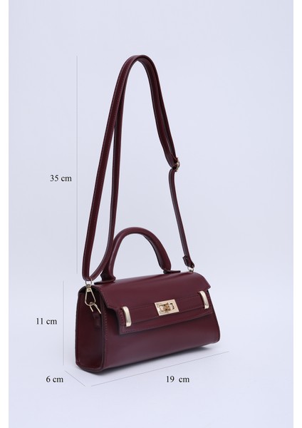 Bordo Shk188 Suni Deri Tek Bölmeli Kilit Detaylı Askılı El, Kol Ve Omuz Çantası fiyatları
